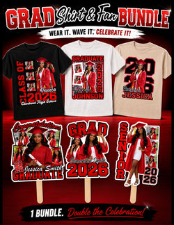 2026 Graduation Family Bundle (10 Shirts + 10 Fans)