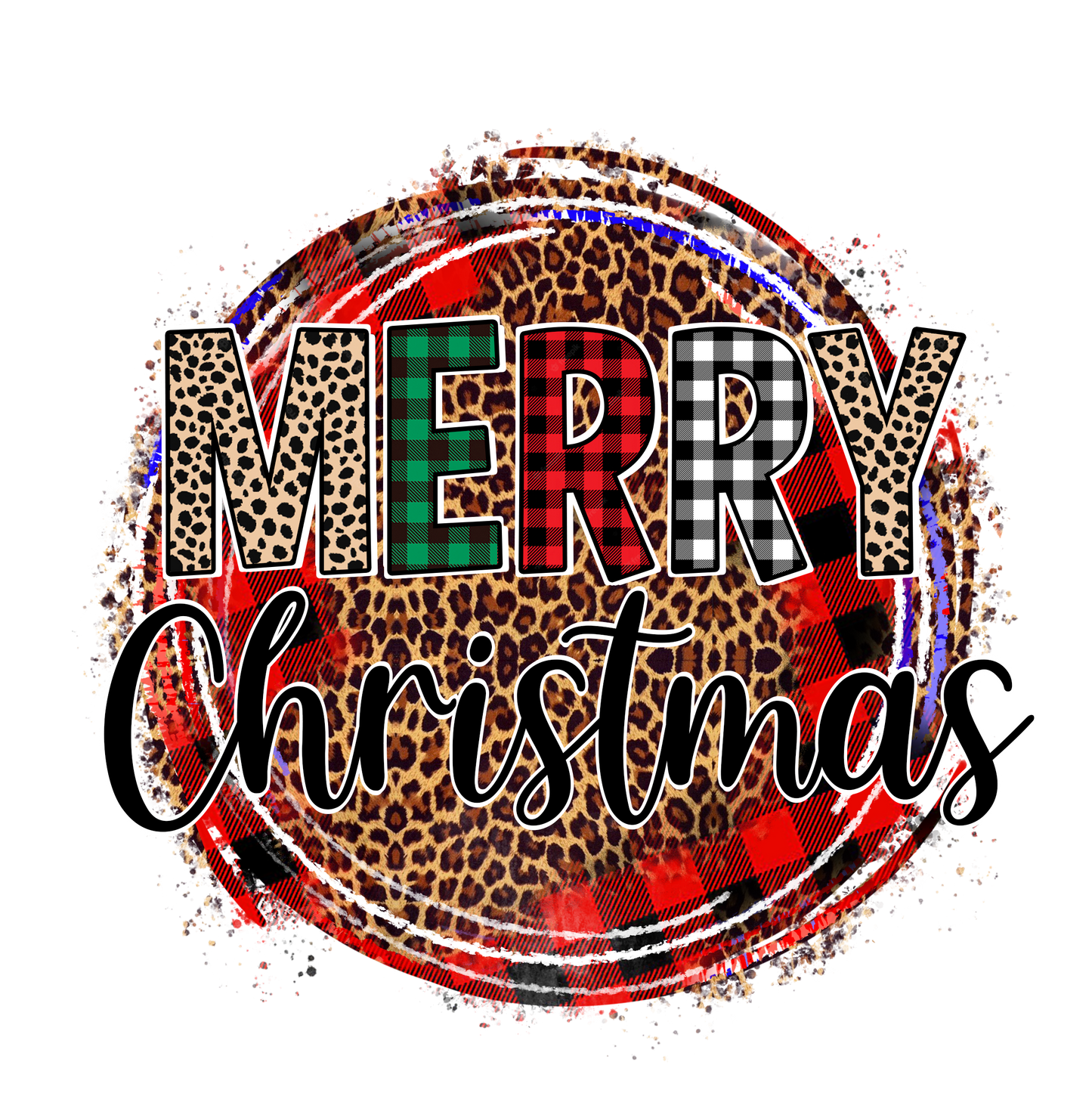 Merry Christmas Cheetah Plaid