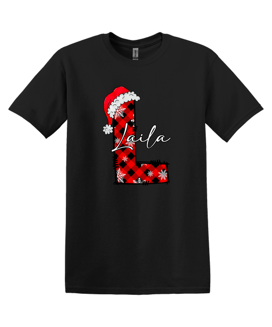 Plaid Initial Christmas Shirt