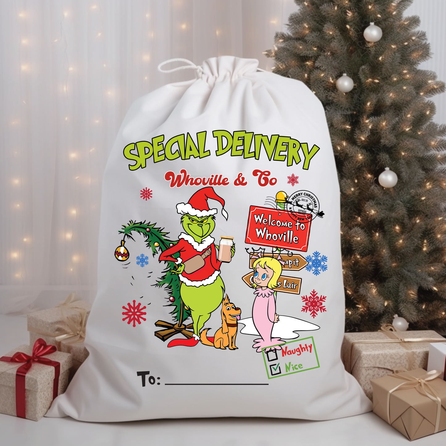 Personalized Santa Sacks - Grinch