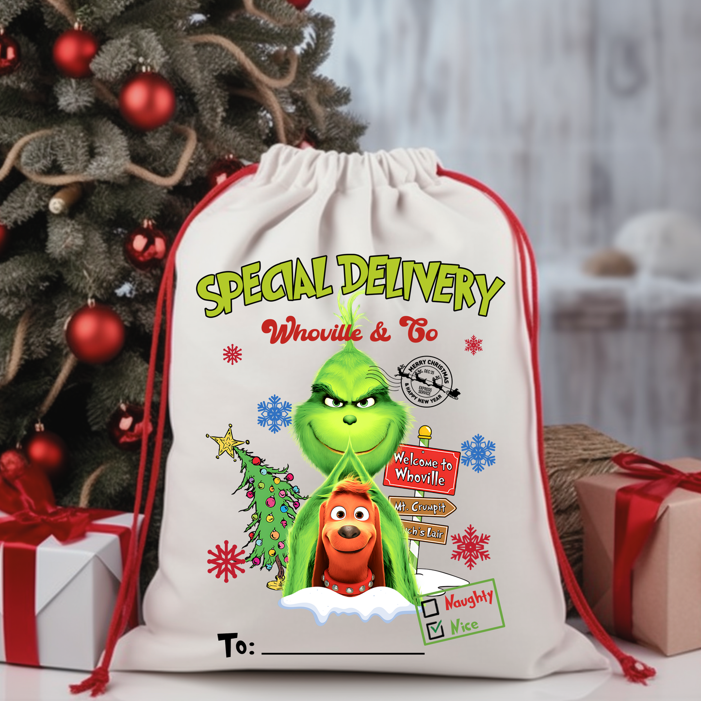 Personalized Santa Sacks - Grinch