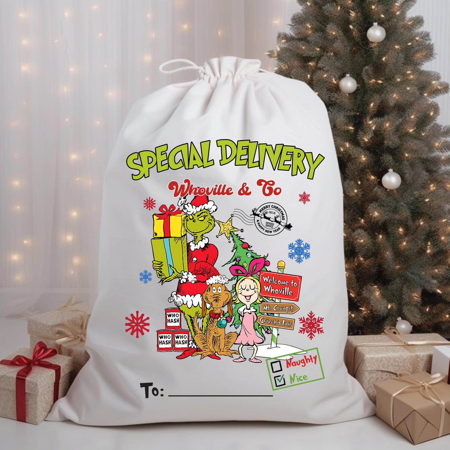 Personalized Santa Sacks - Grinch