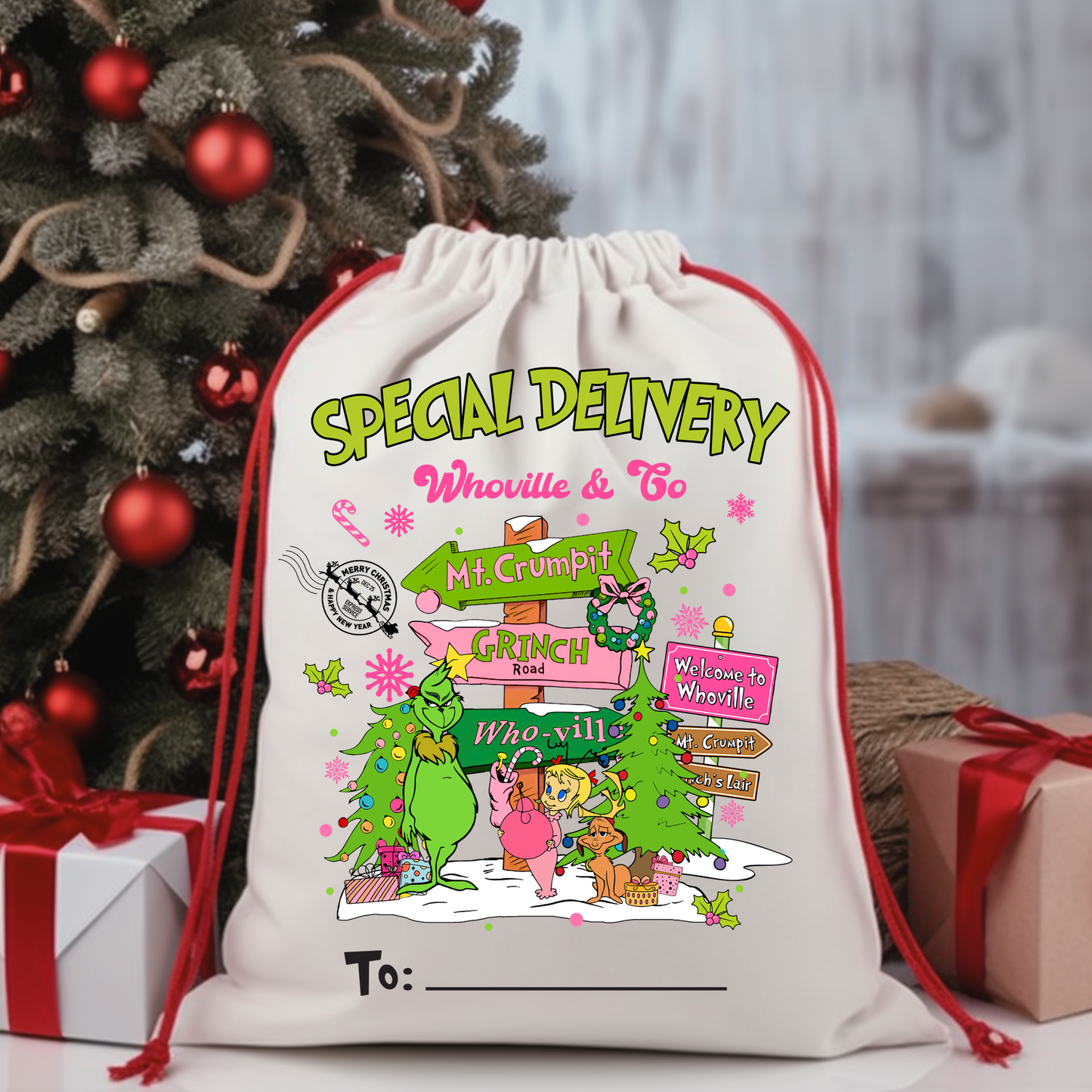 Personalized Santa Sacks - Grinch